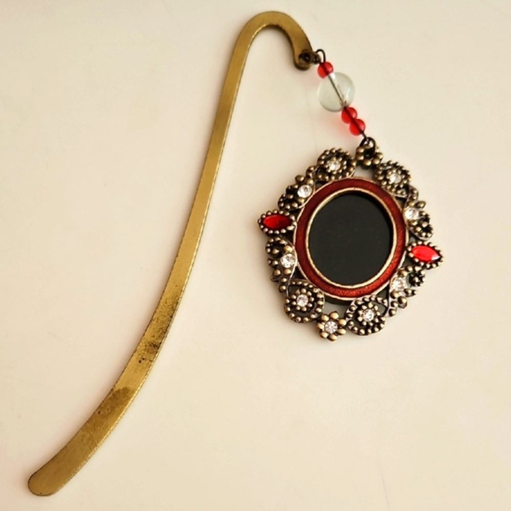 Vintage Jane Seymour Elegant Silver Red Metal Photo Frame Decorative Bookmark